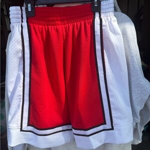 Mitchell & Ness Red and White Athletic Shorts